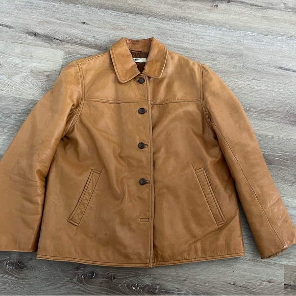 Vintage J. Crew Caramel Leather Jacket - Picture 2 of 5